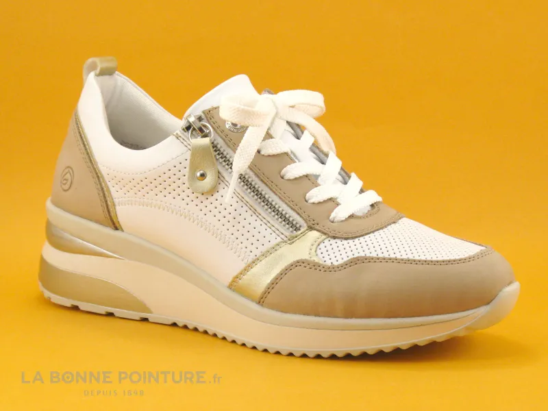 Achat chaussures Remonte Femme Basket, vente Remonte D2409-81- Blanc - Rose - Or - Basket compensee