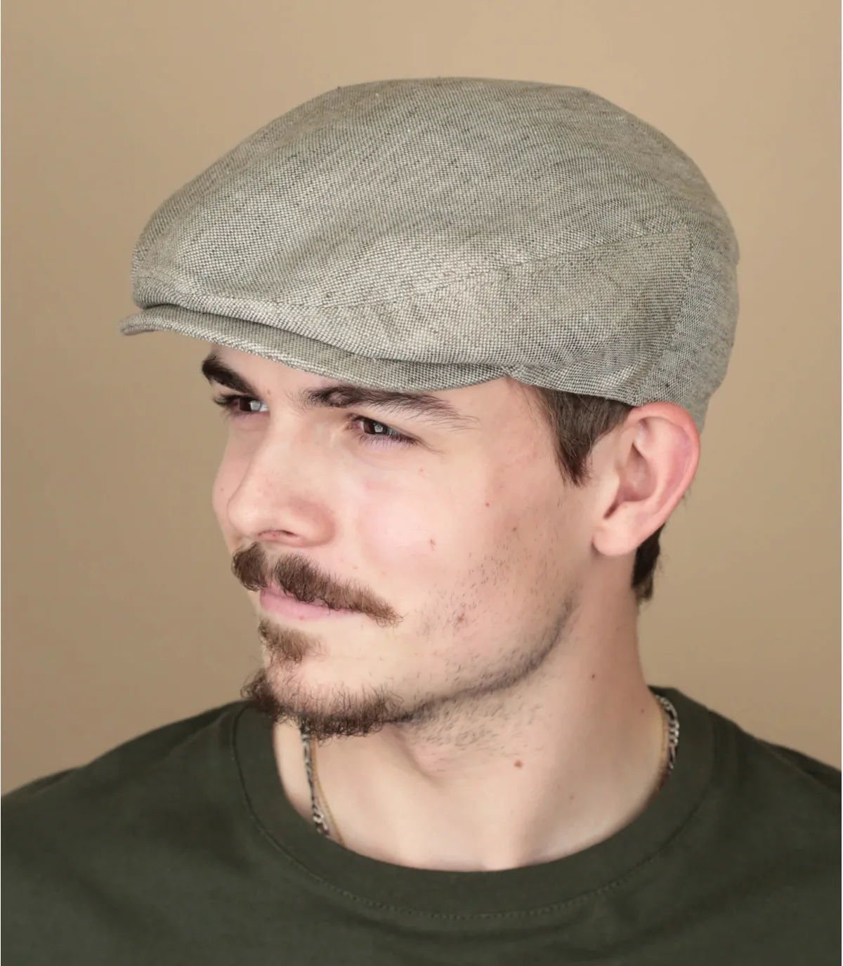 béret lin beige - Driver Cap Linen beige Stetson : Headict