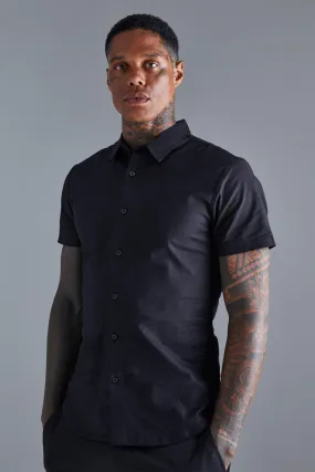 Chemise moulante à manches courtes