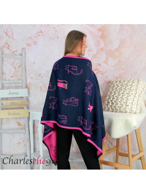 Etole châle lurex AVERY marine
