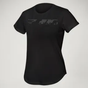 Femmes T-shirt coton biologique motif camouflage One Clan pour femme - Noir
