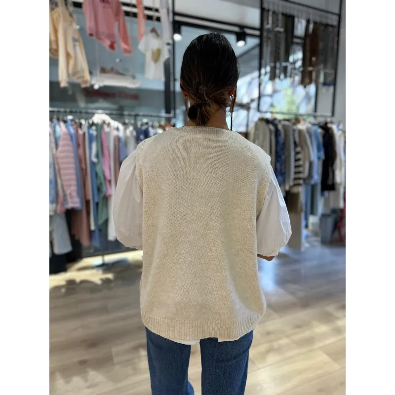 Gilet Sans Manches Coeur Taupe