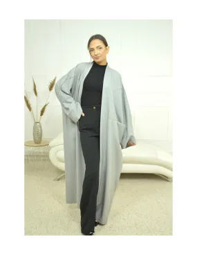 manteau LONG À POCHES gris - FEMME