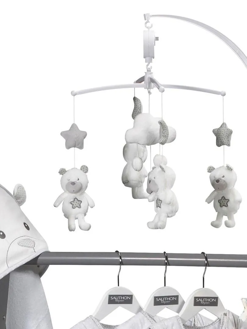 Mobile musical bébé Ours en polyester blanc - SAUTHON - Blanc