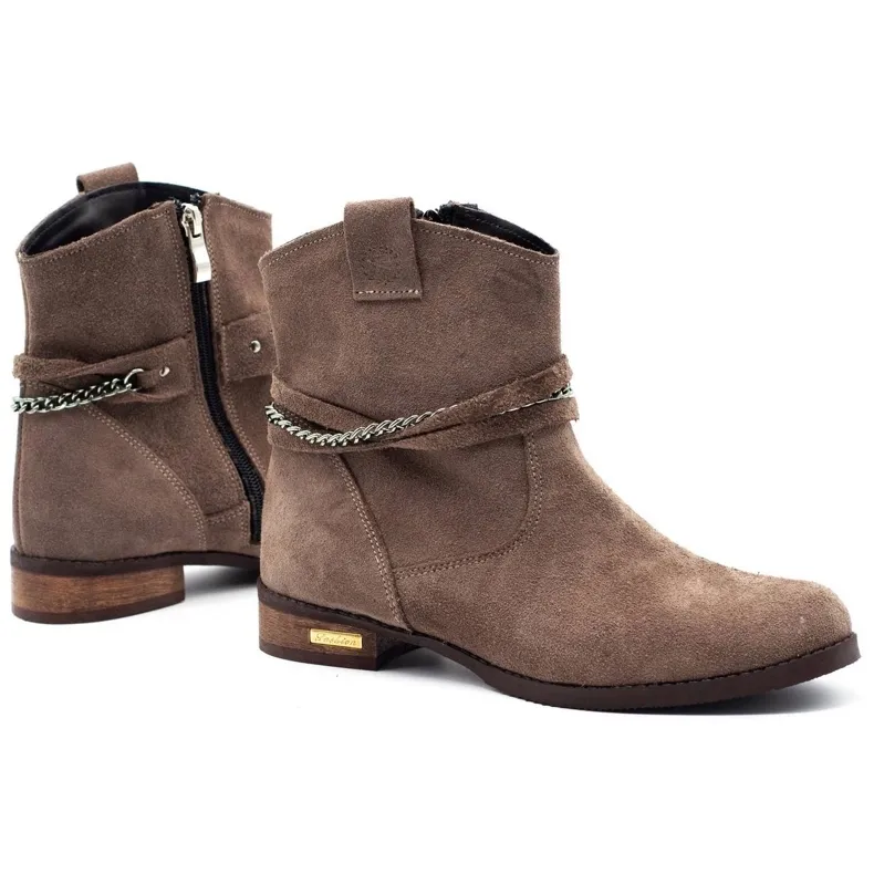 Olivier Bottines isolées femme avec une chaîne Luna beige