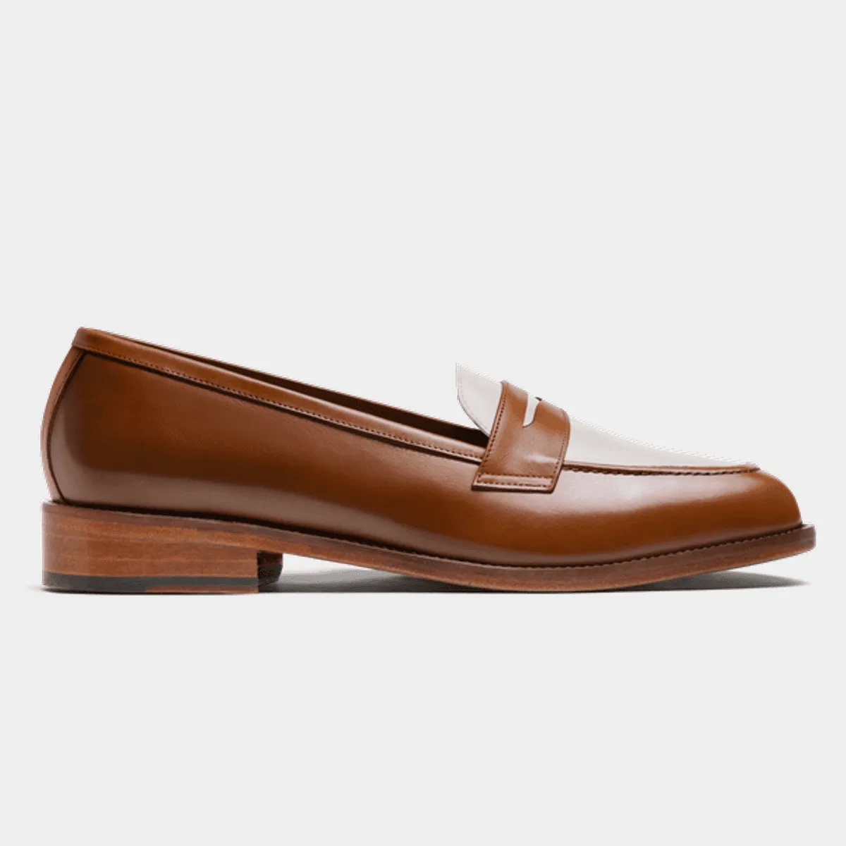 Penny Loafer en cuir marron et blanc