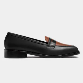 Penny Loafer en cuir noir et marron