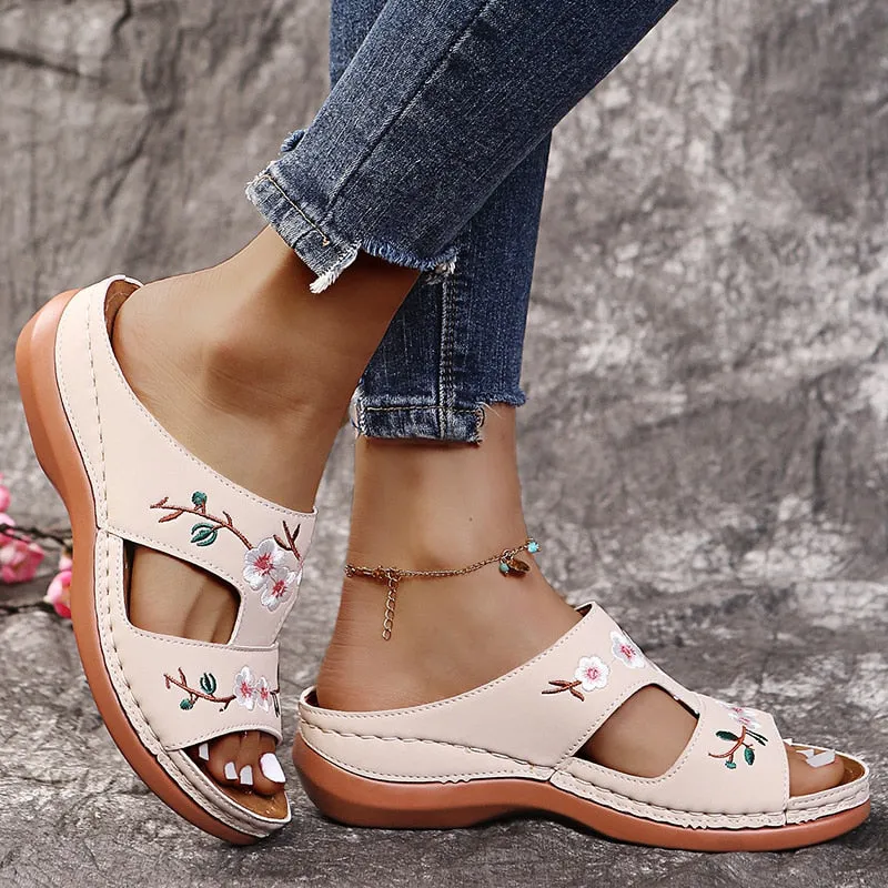 Sandales d'été à fleurs pour femmes - Peep
