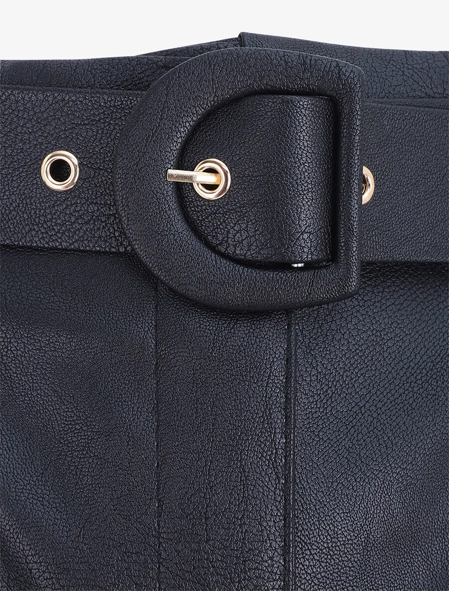 Short paper bag uni en simili - Noir