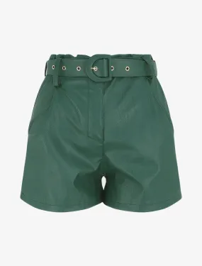 Short paper bag uni en simili - Vert sapin