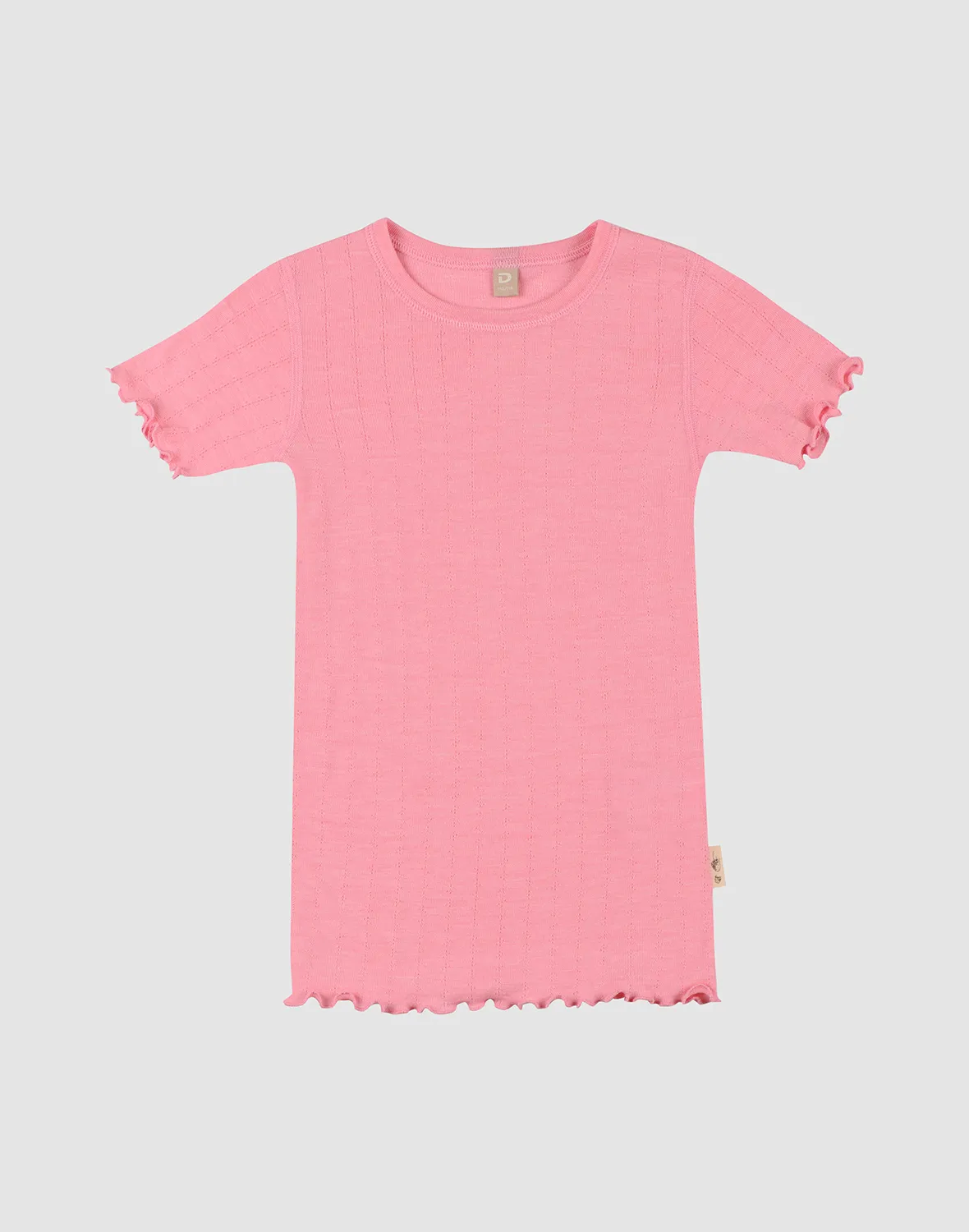 T-shirt effet pointelle en laine mérinos et soie pour enfant
