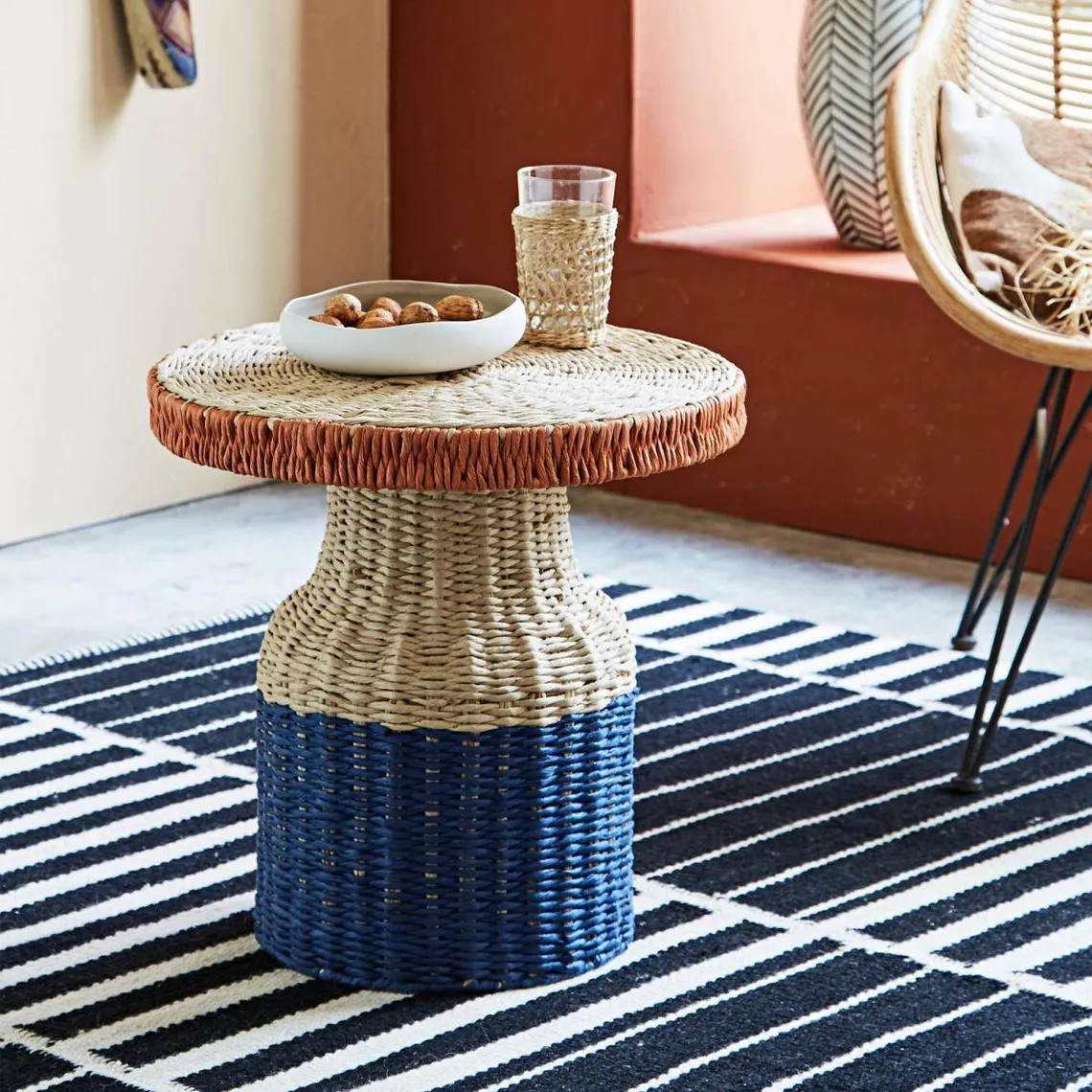 Table basse en jacynthe d'eau tressée PASTOR Tricolore | 3 Suisses