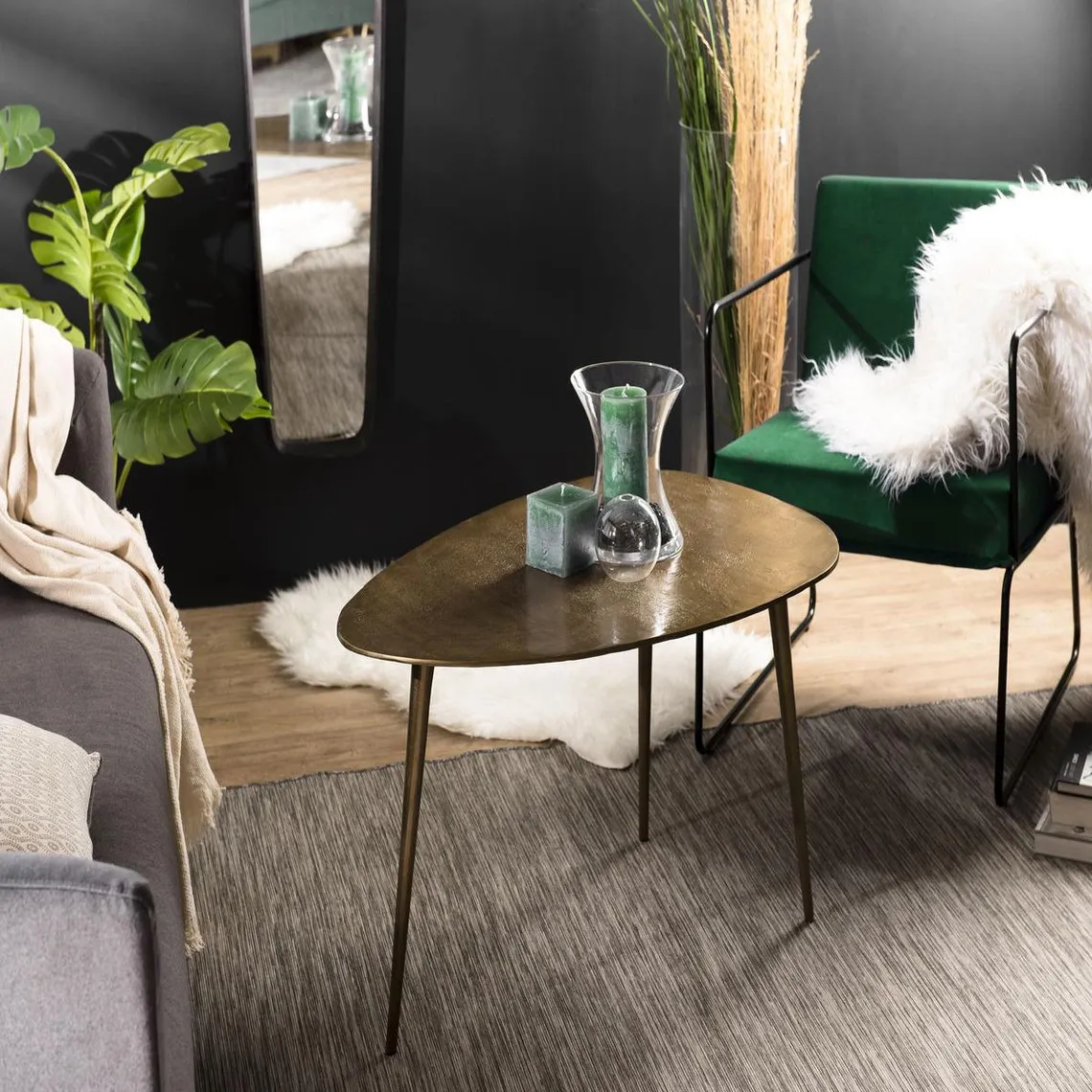 Table Basse JOHAN Goutte D'Eau Aluminium Doré | Table basse 3 SUISSES