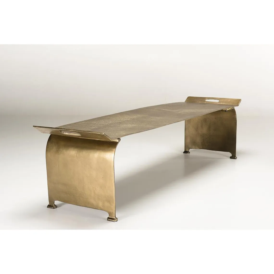 Table Basse Rectangulaire/Console Basse JONAS Aluminium Doré 163 X 40 Cm | 3 Suisses