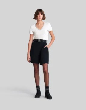 Tee-shirt manches courtes coton modal encolure bijoux femme