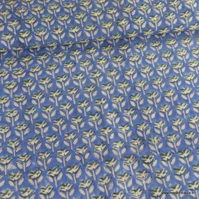 Tissu Indien Block Print Sanganeri PURE LAINE - Rajendra